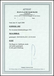 Pro Juventute 1953, Markenheftchenbogen mit Entwertung durch ...