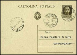 1939, Annexion Italiens, 30 C Briefkarte aus Italien ohne Aufdruck, ...
