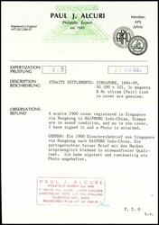 1900, Einschreibebrief mit 5 C. lila und 8 C. blau (2) als ...