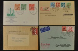 1948/56, 36 Belege mit überwiegend besseren Frankaturen, dabei gute ...