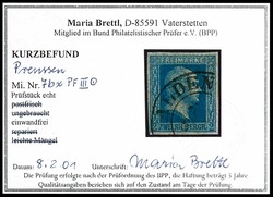 2 Silbergroschen mattblau, glatter Grund, Abart "dünnes, ...