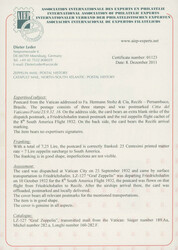 8. South America flight 1932, card from Vatican 23.9. to Recife with ...