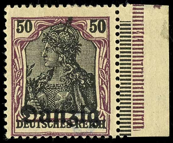 50 pfennigs postal stamp with overprint Gdansk in black from right ...