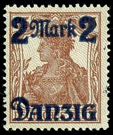 2 Mark on 35 pfennigs Germania, bright lilac gray burelage, tips ...