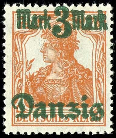3 Mark on 7 1 / 2 pfennigs Germania, variety "without burelage", ...
