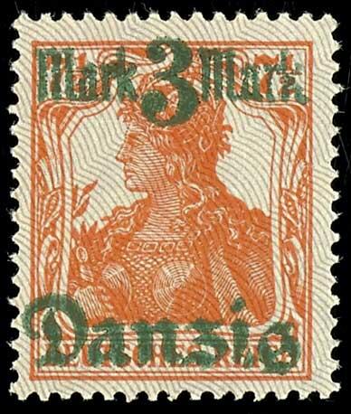 3 Mark on 7 1 / 2 pfennigs Germania, sound unused, with overprint ...