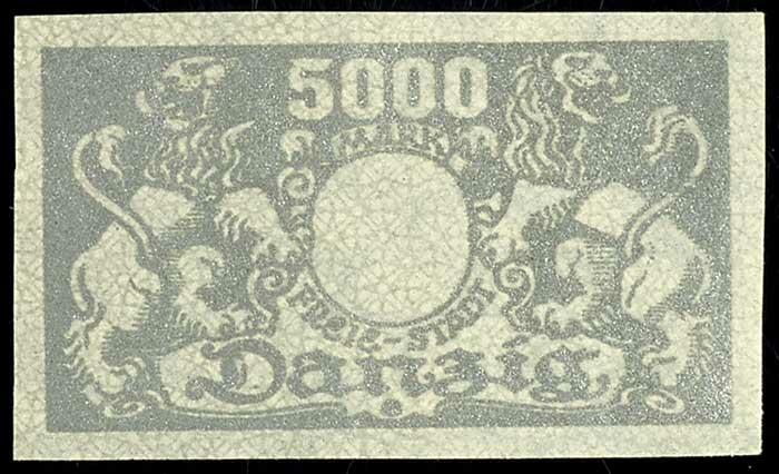 5000 Mark large national coat of arms, imperforated phase print, ...