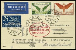 Fahrt nach Vaduz 1930, Abwurf Vaduz, Karte ab Romanshorn 11.8. mit ...