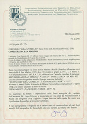 3. South America flight 1932, registered letter from San Marino 14.4. ...