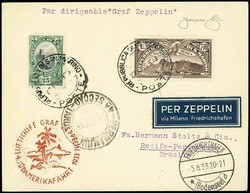 4. South America flight 1933, card from San Marino 27.7. to Recife ...