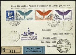 Argentinienfahrt 1934, Etappe bis Buenos Aires, R-Brief ab Genf mit ...