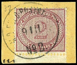 2 Mark dark red crimson, Petschili use, sound cancelled "K. D. FIELD ...