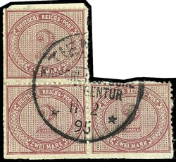 2 Mark dark red crimson, unit to three values - the upper with plate ...