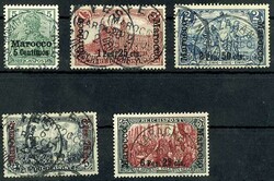 5 cent on 5 pfennigs to 6 P. 25 Cts. on 5 Mark. set from 5 values ...