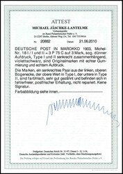 3 Pes. 75 cts. on 3 Mark black violet, type pair, mint never hinged, ...