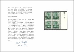 5 Centimos on 5 pfennigs imperial yacht, block of four from right ...