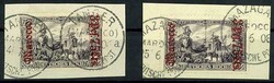 3 Pes 75 Cts. on 3 Mark German Reich, both perforations, cancelled ...