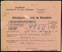 advice of delivery for a shipment from Albert Friedemann to South ...