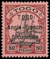 80 pfennigs imperial yacht with overprint "TOGO Anglo French ...