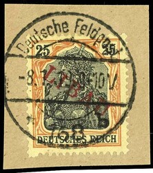 25 Pfennig Germania rotorange/schwarz auf gelbweiß mit rotem ...