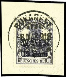 15 Bani on 15 pfennigs Germania in of the rare colour black violet, ...