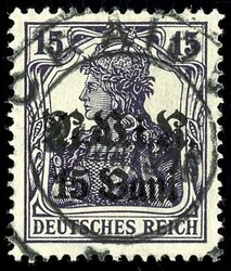 15 Bani on 15 pfennigs Germania in of the rare colour black violet, ...