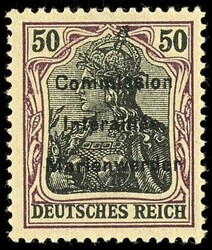 50 pfennigs Germania with three line overprint "commission ...