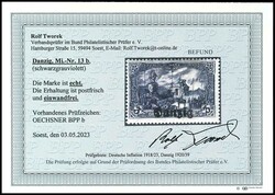 3 Mark German Reich with typography overprint "Gdansk", black gray ...