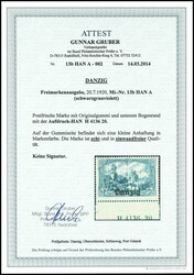 3 Mark with overprint "Gdansk", black gray violet, lower margin copy ...