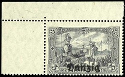 3 Mark German Reich with typography overprint "Gdansk", black gray ...