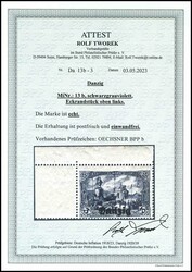 3 Mark German Reich with typography overprint "Gdansk", black gray ...