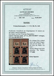 5 pfennigs on 30 pfennigs Germania, left upper corner margin block of ...