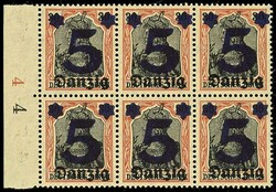 5 pfennigs on 30 pfennigs Germania, block of six in the gyratory ...