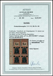 25 pfennigs on 30 pfennigs Germania, left upper corner margin block ...