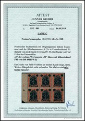 25 pfennigs on 30 pfennigs Germania, block of six in the gyratory ...