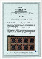 80 pfennigs on 30 pfennigs Germania, block of eight in the gyratory ...