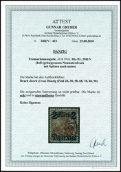 2 Mark on 35 pfennigs with burelage, pale (green) grey, tips downward ...