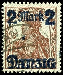 2 Mark on 35 pfennigs with burelage, pale (green) grey, tips downward ...