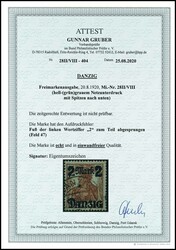 2 Mark on 35 pfennigs with burelage, pale (green) grey, tips downward ...