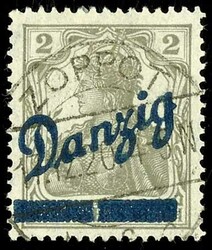 2 pfennigs Germania with blue overprint Gdansk "values only for ...