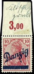 10 pfennigs Germania, "values only for franking by the postal ...