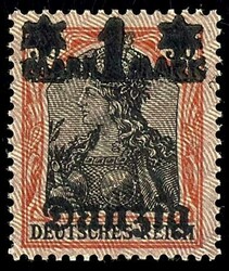 1 Mark on 30 pfennigs Germania, bright lilac gray burelage, tips ...