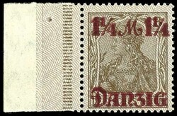 1 1 / 4 Mark on 3 pfennigs Germania with double burelage "tips ...