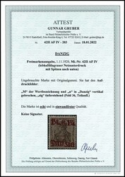 1 1 / 4 Mark on 3 pfennigs with burelage, bright blue gray, tips ...