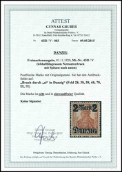 2 Mark on 35 pfennigs with burelage, bright blue gray, tips downward, ...