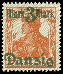 3 Mark on 7 1 / 2 pfennigs Germania, sound unused, with overprint ...