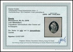5 pfennigs "Danziger cog", imperforated black phase print only of the ...