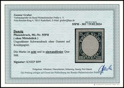 25 pfennigs "Danziger cog", imperforated black phase print only of ...