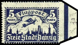 5 Mark flight, watermark sideways, unused with right margin of sheet, ...