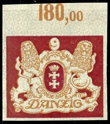 9 Mark large coat of arms, proof print dark carmine / orange, without ...